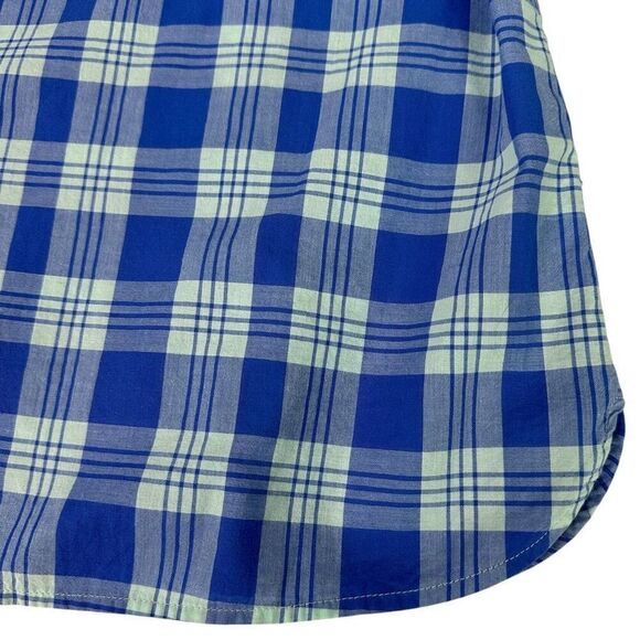 Talbots Womens 2X Plaid Long Sleeve Button Front Shirt Blue Mint Green - Picture 4 of 6